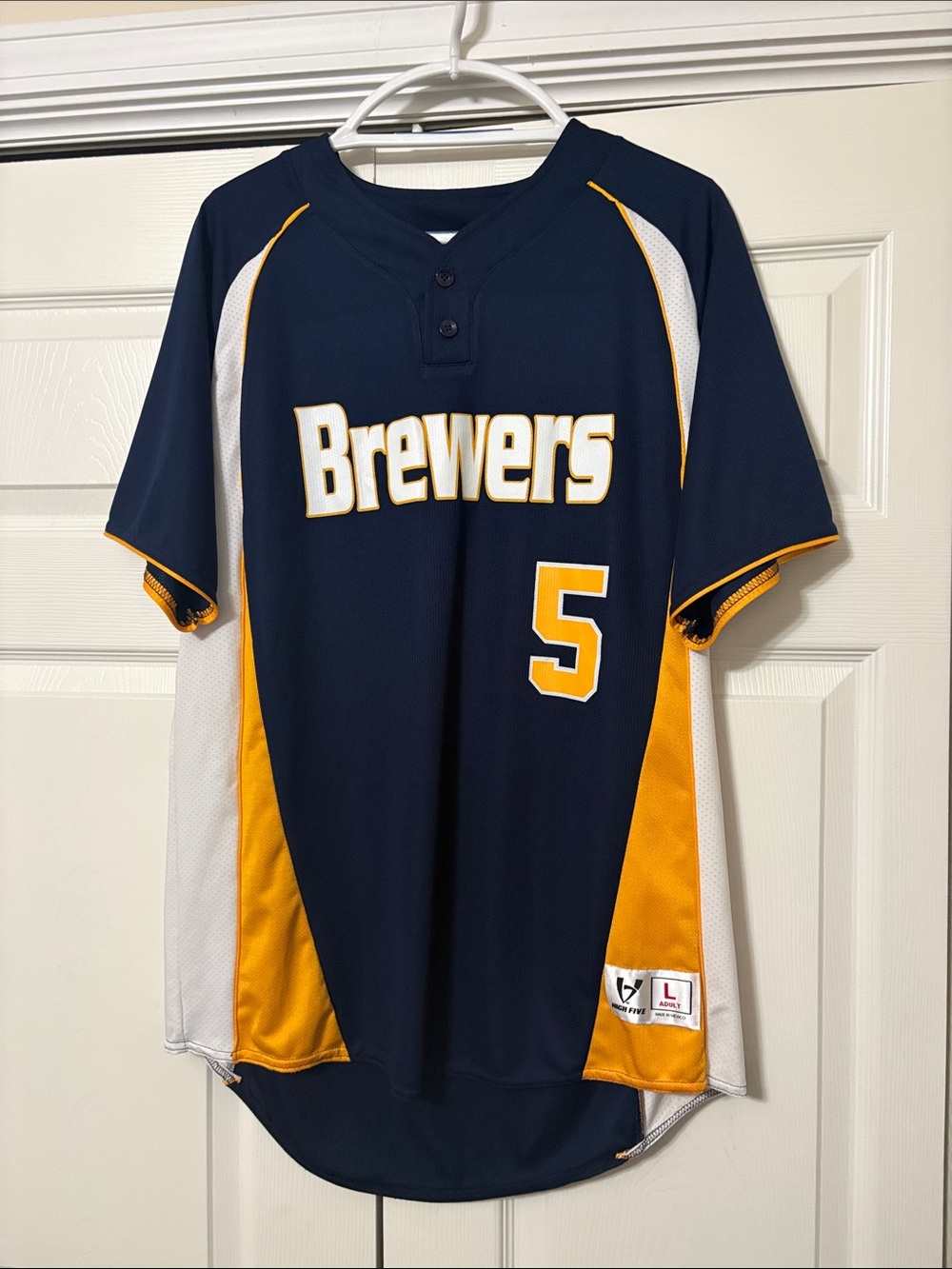 Brewers Navy & Gold Baseball Jersey #5